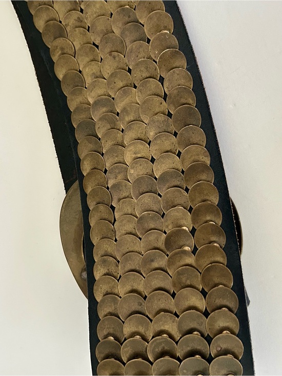 Carlisle Black Belt w/Antique Brass Discs Wide Statement Piece RARE Vintage EUC main image 11